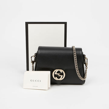 Gucci Women Interlocking GG Mini Chain Crossbody Bag Black 159411265 [P]