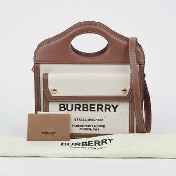 BURBERRY Zwei-Töne Mini Canvas Leder Tote Bag 158394908 [P]