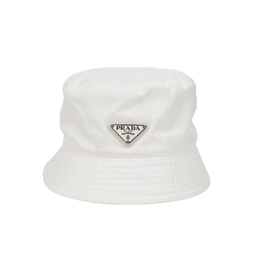 PRADA Dreiecklogo Nylon Bucket Hat Weiß 159122498 [P]