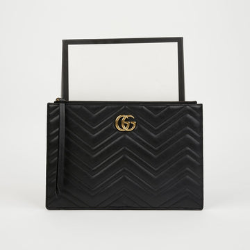 Gucci Matelassé Leather Clutch Bag Black 159123275 [P]