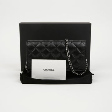 CHANEL Klassische Caviar WOC Ketten-Crossbody-Tasche Schwarz 159349982 [P]
