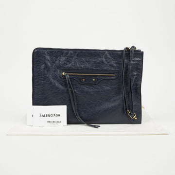 Balenciaga Leather Classic Motor Clutch Bag Blue 159413397 [P]