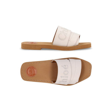CHLOE Woody Logo gestickte Sandalen in Wildgray 159676211 [P]