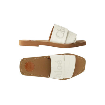 Chloe Woody Embroidered Logo Strap Sandals White 101 159676215 [P]
