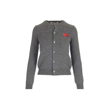 Comme Des Garcons Double Heart Patch Cardigan Gray AX-N057-051-3 159677200 [P]