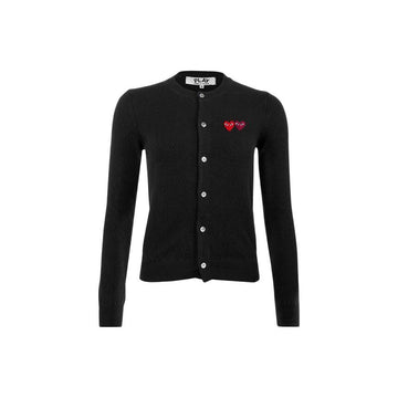 COMME DES GARCONS 26FW Doppelherz-Patch Cardigan Schwarz AX-N057-051-1 159677204 [P]