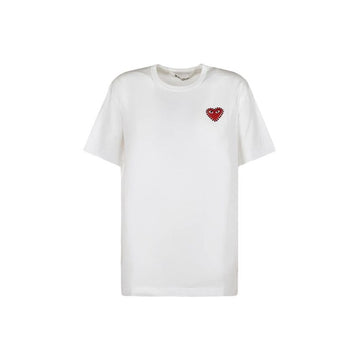 COMME DES GARCONS レディースレッドハートビーズロゴTシャツホワイトAX-T801-051-2 159677271 [P]