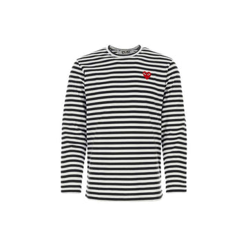 COMME DES GARCONS Langarm-T-Shirt mit roten Herzen und Streifen in Schwarz 159677277 [P]