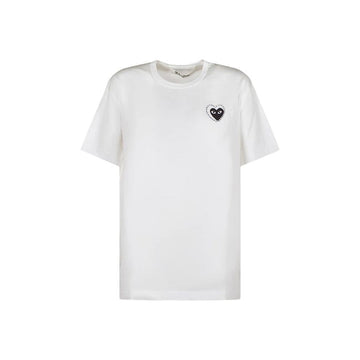 COMME DES GARCONS Metall schwarze Herz-Patch T-Shirt Weiß 26SS 159677295 [P]