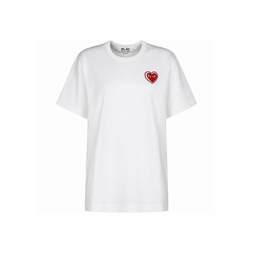 COMME DES GARCONS 26SS Damen Metall Rot Herz Applikation T-Shirt Weiß AXT8020512 159677284 [P]