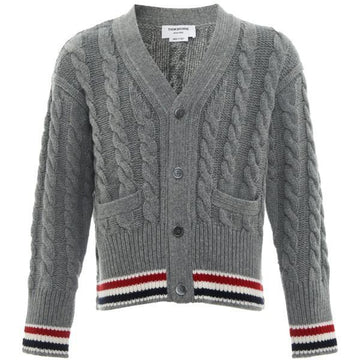 THOM BROWNE Baby-Kabel RWB Streifen V-Ausschnitt Wollcardigan 159691263 [P]
