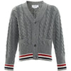 Thom Browne Baby Cable RWB Stripe V-Neck Wool Cardigan 159691263 [P]