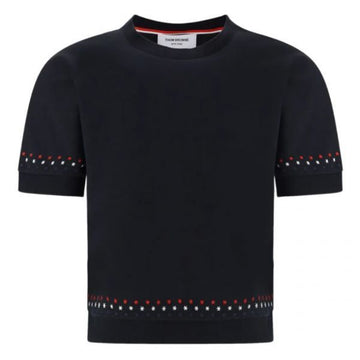 THOM BROWNE コットンミラノスター＆スノーフレーク刺繍Tシャツ 156556886 [P]
