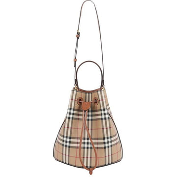 BURBERRY スモールチェックレザードローストリングバケットバッグ 158174844 [P]