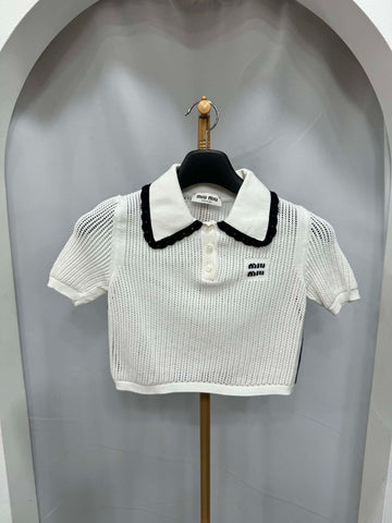 MIU MIU Polo PK Kragen Kurzarm 38 Größe 159698003 [P]