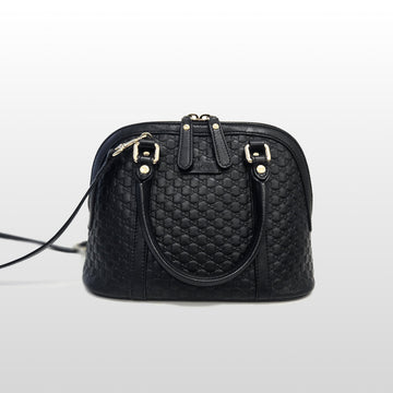 GUCCI ブラック マイクロ シーマ レザー ミニ ドーム トート クロスバッグ 449654 159699512 [P]