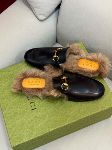 Gucci New Item Fur Horsebit Mule Loafer Size 8.5 159699554 [P]