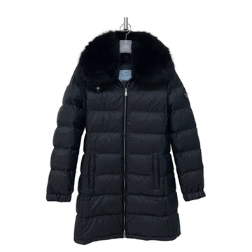 PRADA リナイロン三角ロゴフォックスファーグースダウン女性ロングパディングH00404 159701829 [P]