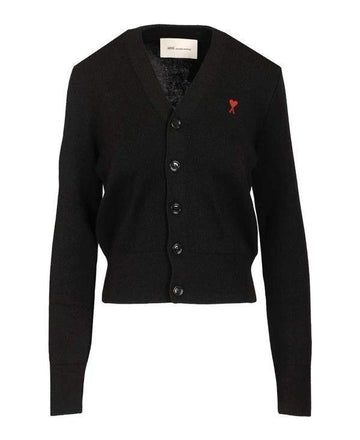 AMI Small Heart Logo V-Neck Cardigan 156729655 [P]