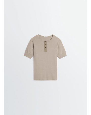 LEMAIRE リブ ヘンリー トップ リブ ヘンリー 半袖 Tシャツ 156729766 [P]