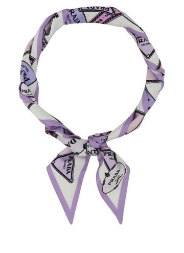 Prada Printed Silk Twill Skinny Scarf 156730442 [P]