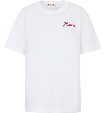 MARNI Plüsch-Logo-Detail Baumwoll T-Shirt 156796952 [P]