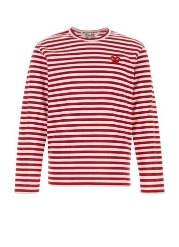 COMME DES GARCONS レッドハート ワッペン ストライプ 長袖Tシャツ 156799106 [P]