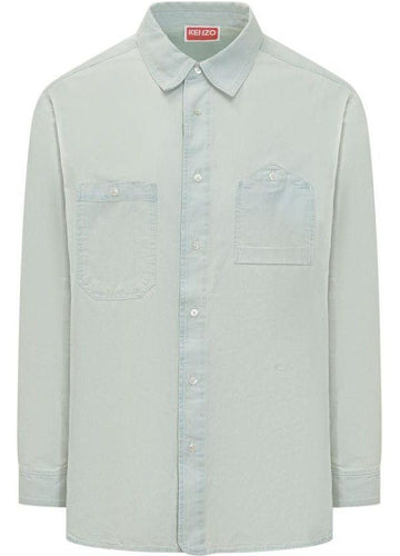Kenzo Stone Bleach Chambray Workwear Denim Shirt 156799207 [P]