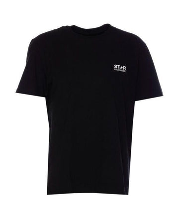 GOLDEN GOOSE Kontrastierende weiße Logo-T-Shirt in Schwarz 156799302 [P]