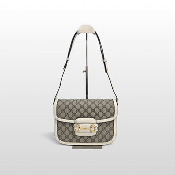 Gucci Horsebit 1955 GG Supreme Canvas Medium Shoulder Bag Beige 602204 159720207 [P]