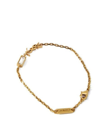 Saint Laurent Metal and Rhinestone Charm Bracelet 156799439 [P]