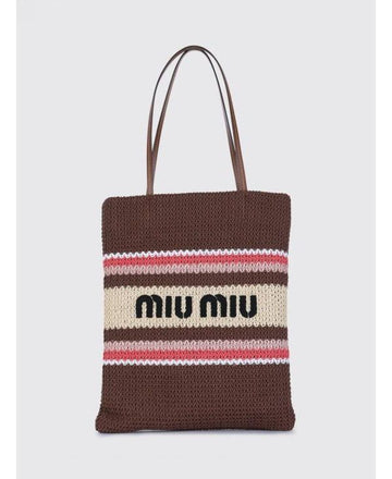 Miu Miu Raffia Effect Woven Tote Bag 156799868 [P]