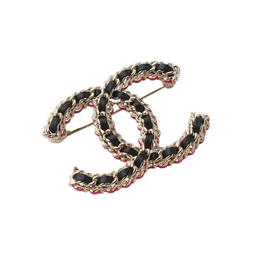 CHANEL Metall Kapsel CC Gold Schwarz Rosa Brosche 37684-4 159720575 [P]