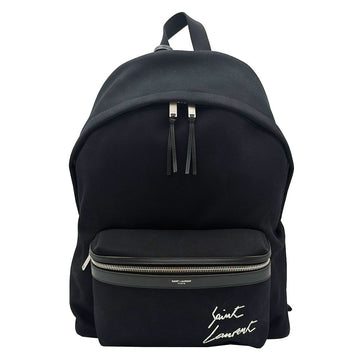 Saint Laurent Black Embroidered Logo Canvas Backpack 534968 159720940 [P]