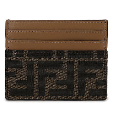 Fendi Brown FF Jacquard Fabric Flat Card Wallet 156973053 [P]