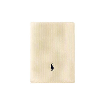 Polo Ralph Lauren Classic Ribbed Scarf with Pony Embroidery Cream 710981757 002 159722179 [P]