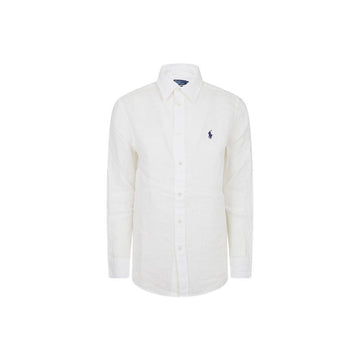 POLO RALPH LAUREN Klassisches Leinenshirt mit Pony-Stickerei in Weiß 211970730 518 159722185 [P]