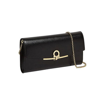SALVATORE FERRAGAMO Gancini Flap Chain Clutch & Schultertasche Schwarz 21-2965 0758670 159723746 [P]