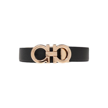 Salvatore Ferragamo Reversible Gancho Belt Black Beige 159723750 [P]