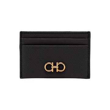 Salvatore Ferragamo Gold Double Gancini Card Holder Black 22-0007 0742164 159723779 [P]