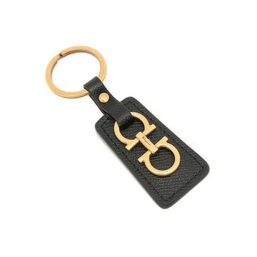 SALVATORE FERRAGAMO 金色のダブルガンチーニキーホルダー ブラック 22-E014 0734287 159723797 [P]
