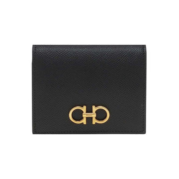 SALVATORE FERRAGAMO ダブルガンチーニコンパクト財布 ブラック 22-D780 0726512 159723784 [P]