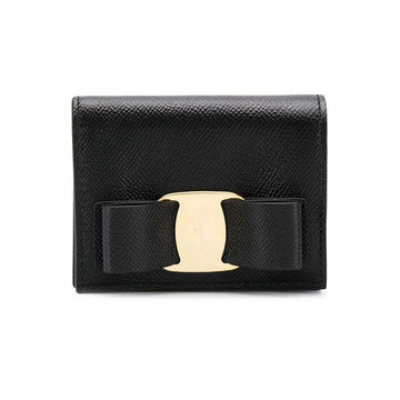 Salvatore Ferragamo 26FW Gold-Plated Bow Coin Wallet Black 22-D515 0725300 159723817 [P]