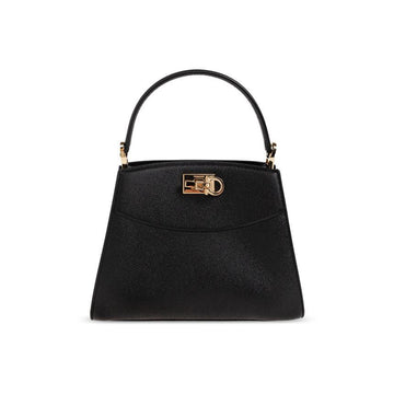 Salvatore Ferragamo Gold Logo Studio Box Bag Black 21-A210 0786122 159723824 [P]
