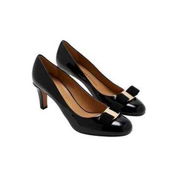 SALVATORE FERRAGAMO 26FW Hochglanz-Pump-Hochschuhe Schwarz 0790800 159723827 [P]