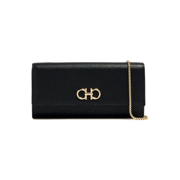 Salvatore Ferragamo Double Gancini Chain Wallet & Crossbody Bag Black 22-0636 0770374 159723869 [P]