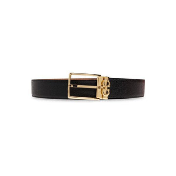 SALVATORE FERRAGAMO Mini Doppel-Logo Gancini Gürtel Schwarz Natur Braun 67-A037 0790180 159723894 [P]