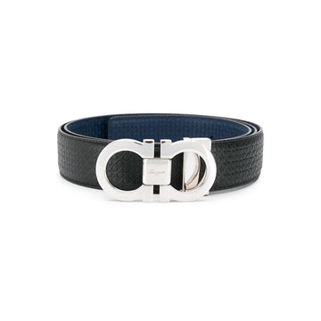 Salvatore Ferragamo Double Gancini Reversible Belt Black Navy 159723926 [P]