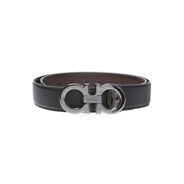 SALVATORE FERRAGAMO 26FW 銀色 ガンチーニ リversサイド ベルト ブラックブラウン 67-9710 0689134 159723925 [P]