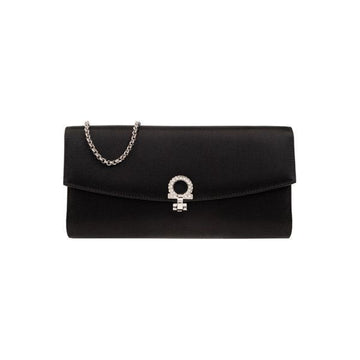 Salvatore Ferragamo Cubic Silver Gancini Logo Shoulder Bag Black 21-2966 0758976 159723956 [P]